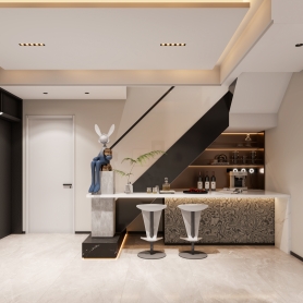 白鹿汀州现代风格客餐厅加2楼公共区2全景+厨房单张+3张特写