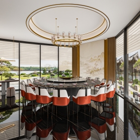 现代风格两个包厢全景