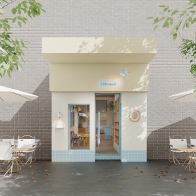 咖啡店 室内两个全景+门头一张静态