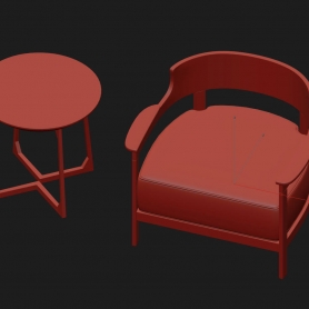 建模3个  床+桌椅+落衣架建模