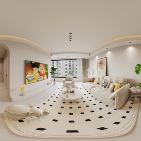 现代奶油客餐厅全景+全景送单张