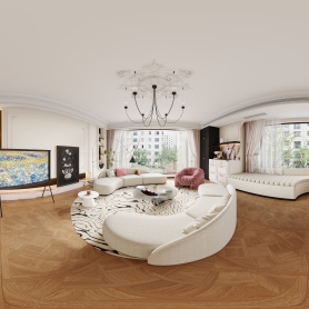 法式中古风客餐厅+厨房+书房+门厅+公卫+主卧+主卫+衣帽间+次卧+儿童房