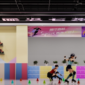 原动力轮滑 室内2个单张，门头一个单张