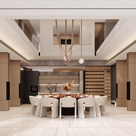 西湖别墅一楼诧寂风中餐厅3个单张