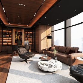 现代办公室1个全景，送特写。