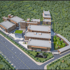 室外建筑规划两张鸟瞰，日景➕夜景