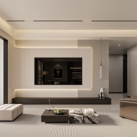 家装现代简约风格客餐厅一个全景