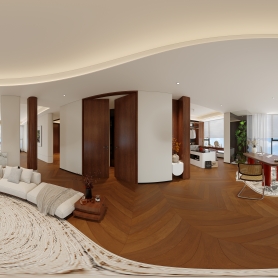 原创中古老钱风起居室全景，加卧室两单张，衣帽一单张