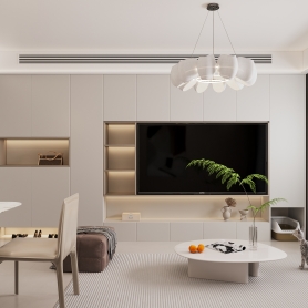 现代风格客餐厅一个全景一个单张，宋两张特写