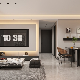 家装现代风格客餐厅1个全景