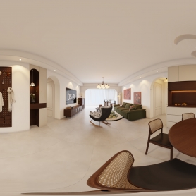 阳光水岸 中古风客餐厅改图