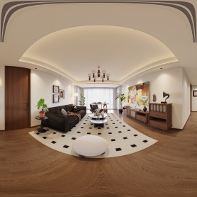 现代中古风客餐厅+厨房+公卫+主卧+主卫