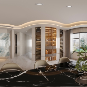 现代客餐厅两个全景