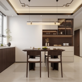 莲浦小区新中式客餐厅全景，单张4张