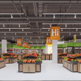 超市三全景一门头