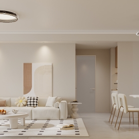 现代奶油客餐厅一个全景