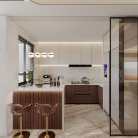 南区客厅全景+厨房角度送特写+滨江玄关修改