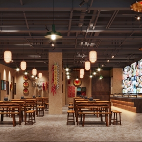 饭店大厅一个全景+送一张特写