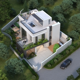 一张别墅鸟瞰图能看到建筑立面