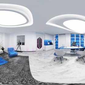 一个休息室，两张办公室，一个大厅，一个过道，一个门头