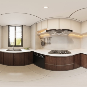 中古风厨房一全景