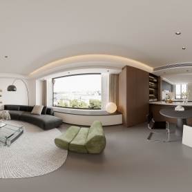 意式轻奢客餐厅全景，主卧室静