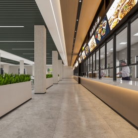 现代大学食堂全景1张，静态6张