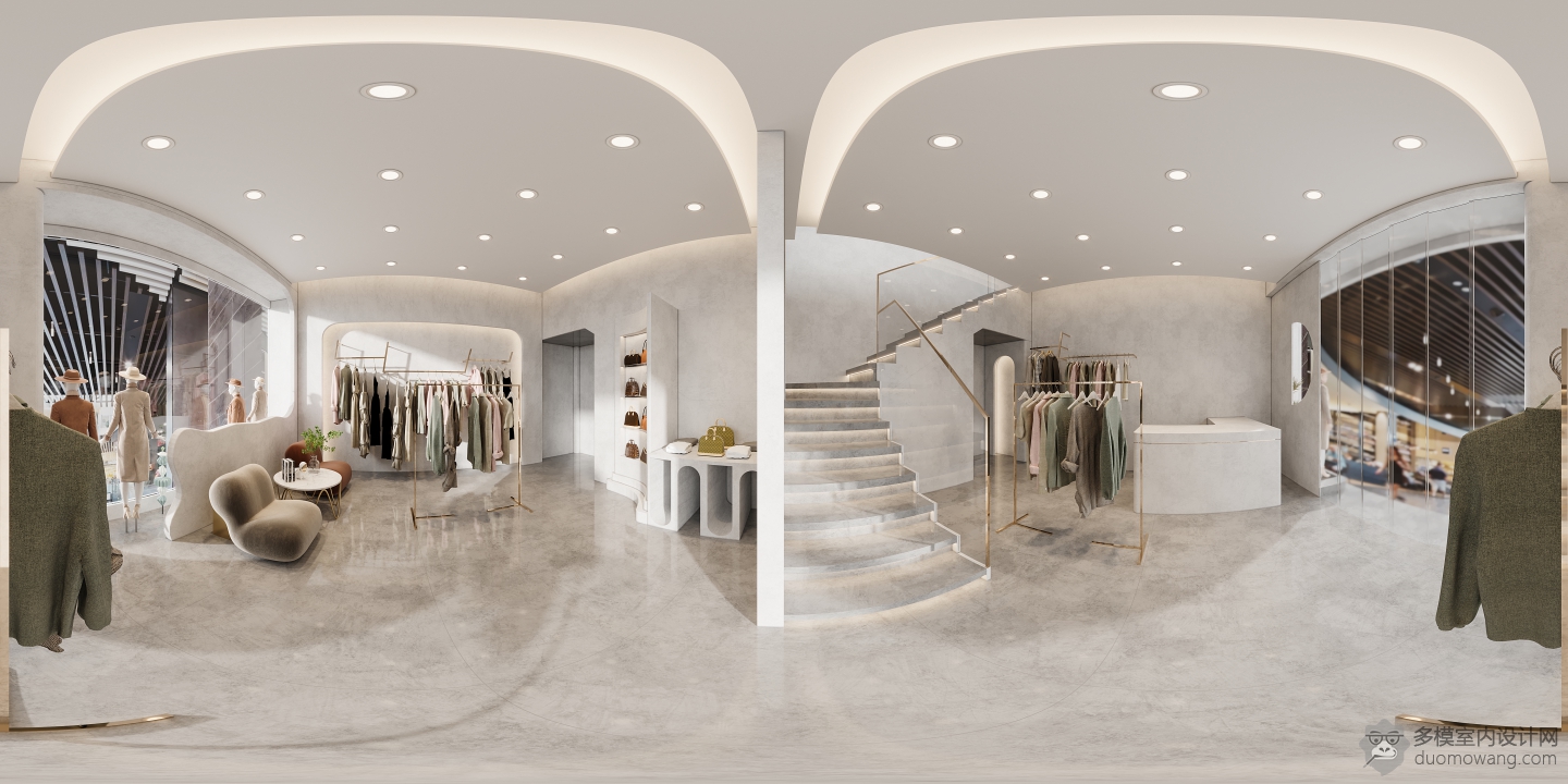 现代简约服装店全景