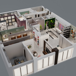 现代展厅鸟瞰