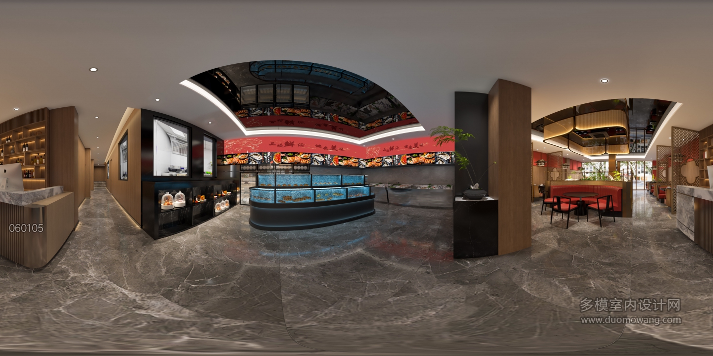 新中式饭店点餐区全景