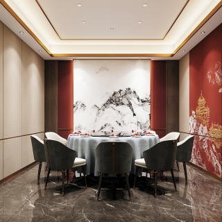 现代中式餐厅中包