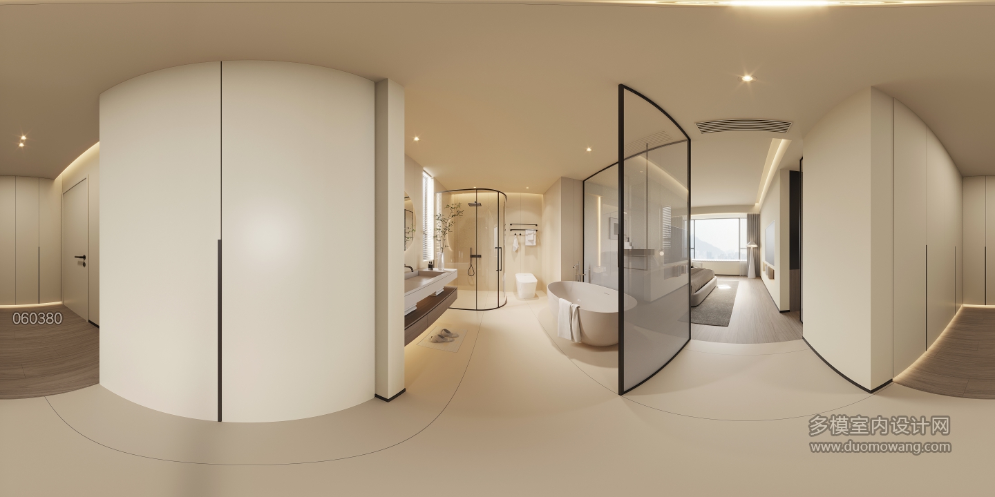 现代主卧衣帽间全景