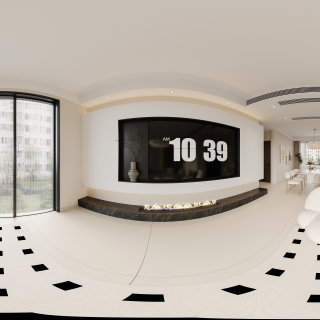 现代奶油客厅360