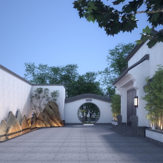 古建庭院透视