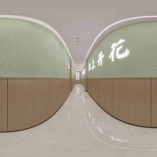 现代棋牌室过道全景