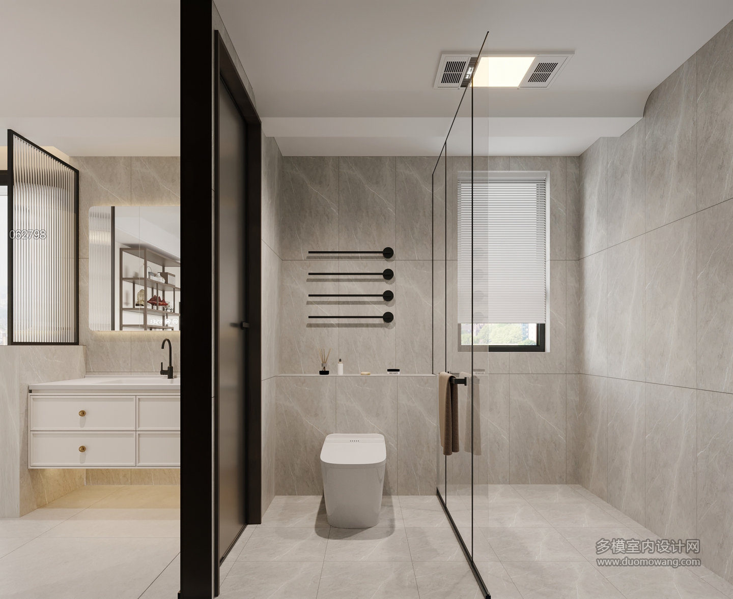 现代中式卫生间透视