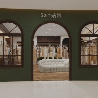 美式复古服装店后门门头