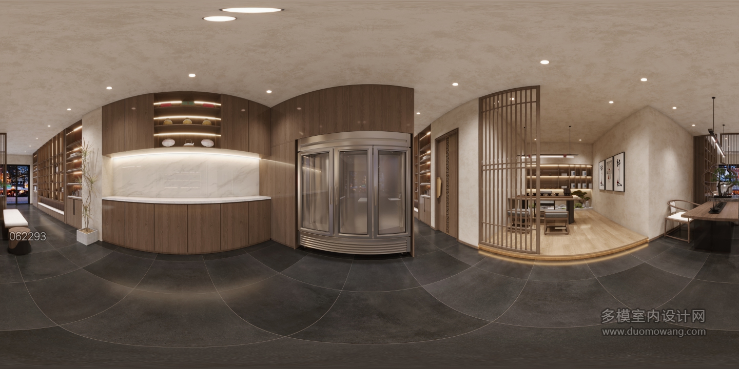新中式茶室公共区全景