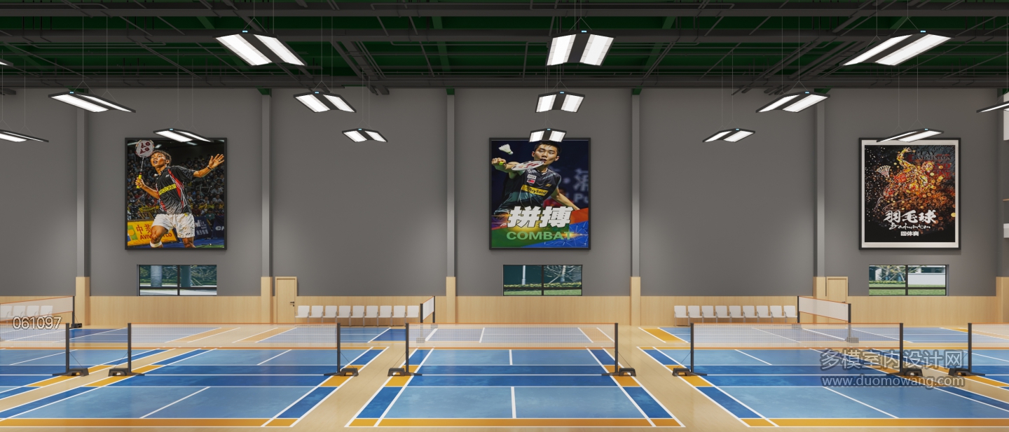 现代羽毛球馆公区场地单张3