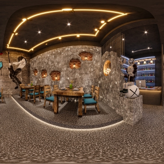 工业风烧烤店全景