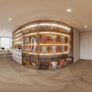 现代男孩房衣帽间全景