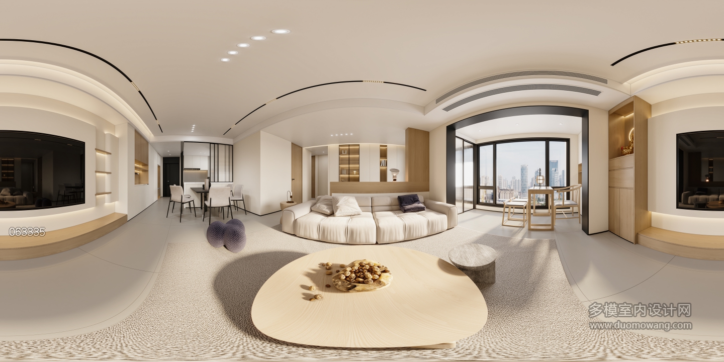 现代奶油客厅-全景