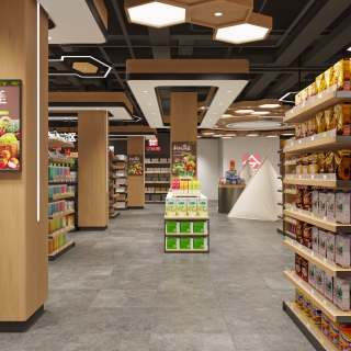 现代超市二楼零食区单张