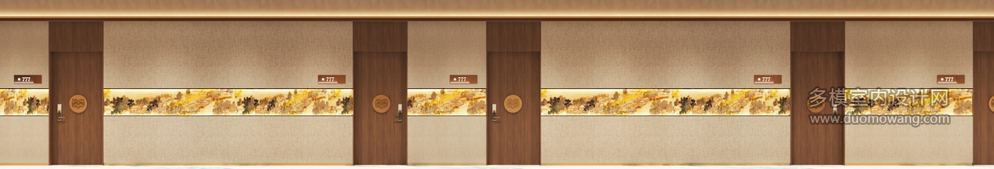 新中式酒店卧室包间走道单张2
