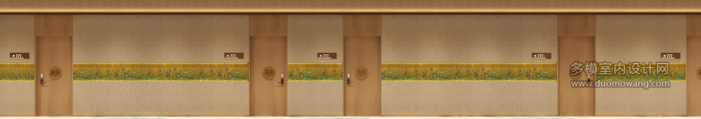 新中式酒店卧室包间走道单张2
