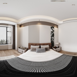 现代风格现代主卧全景