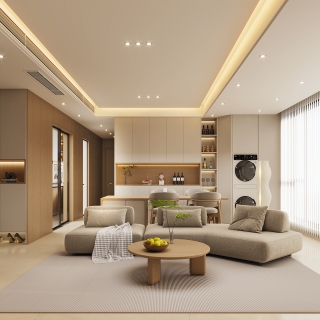 现代奶油沙发背景