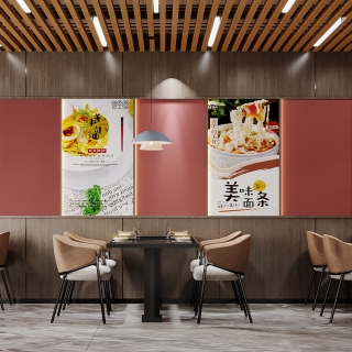 现代-餐馆就餐区特写