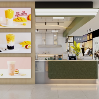 现代奶茶店点餐区