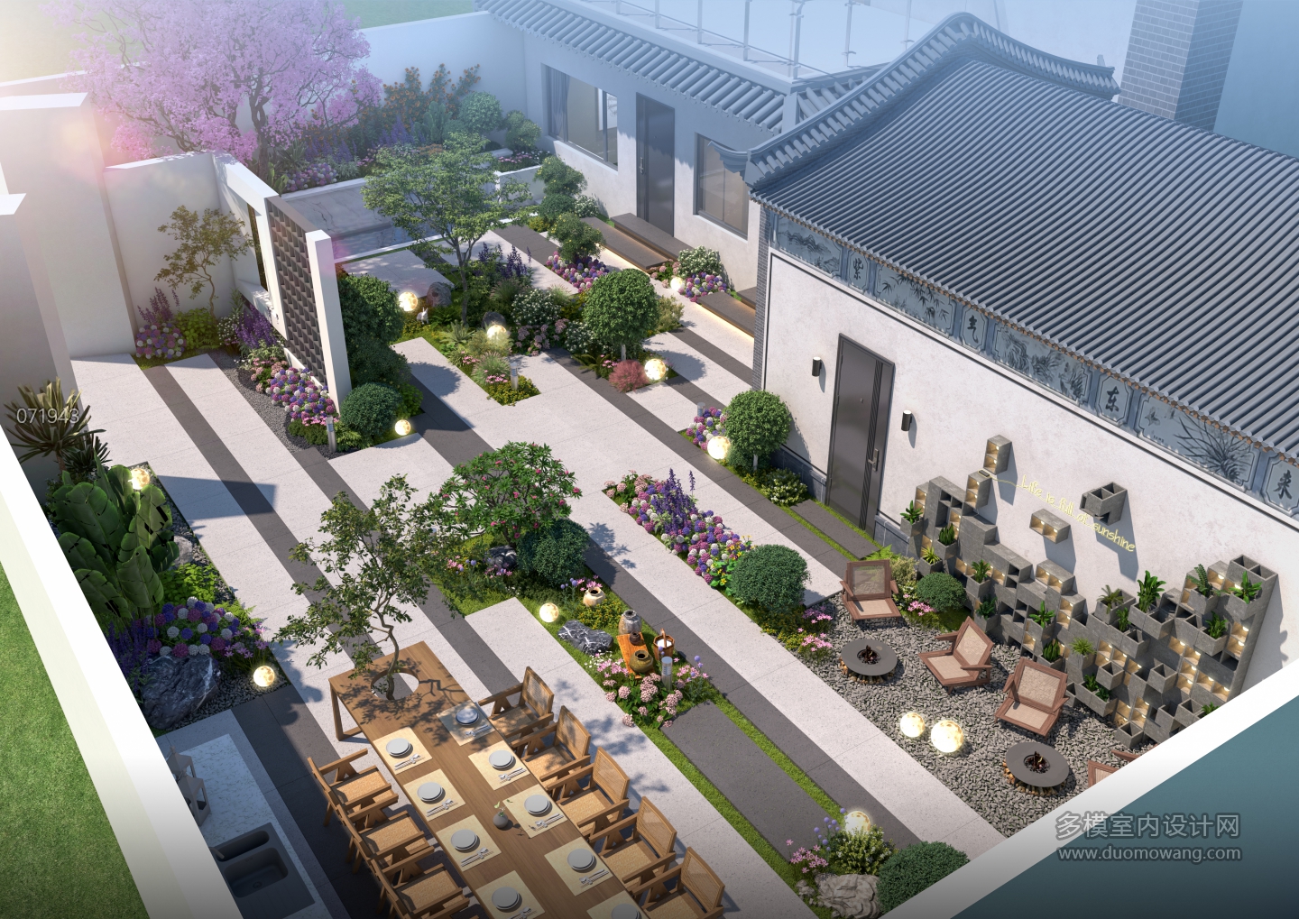 现代景观小院半鸟